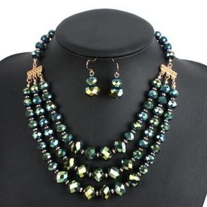 Irridescent Layered Necklace and Earring Set